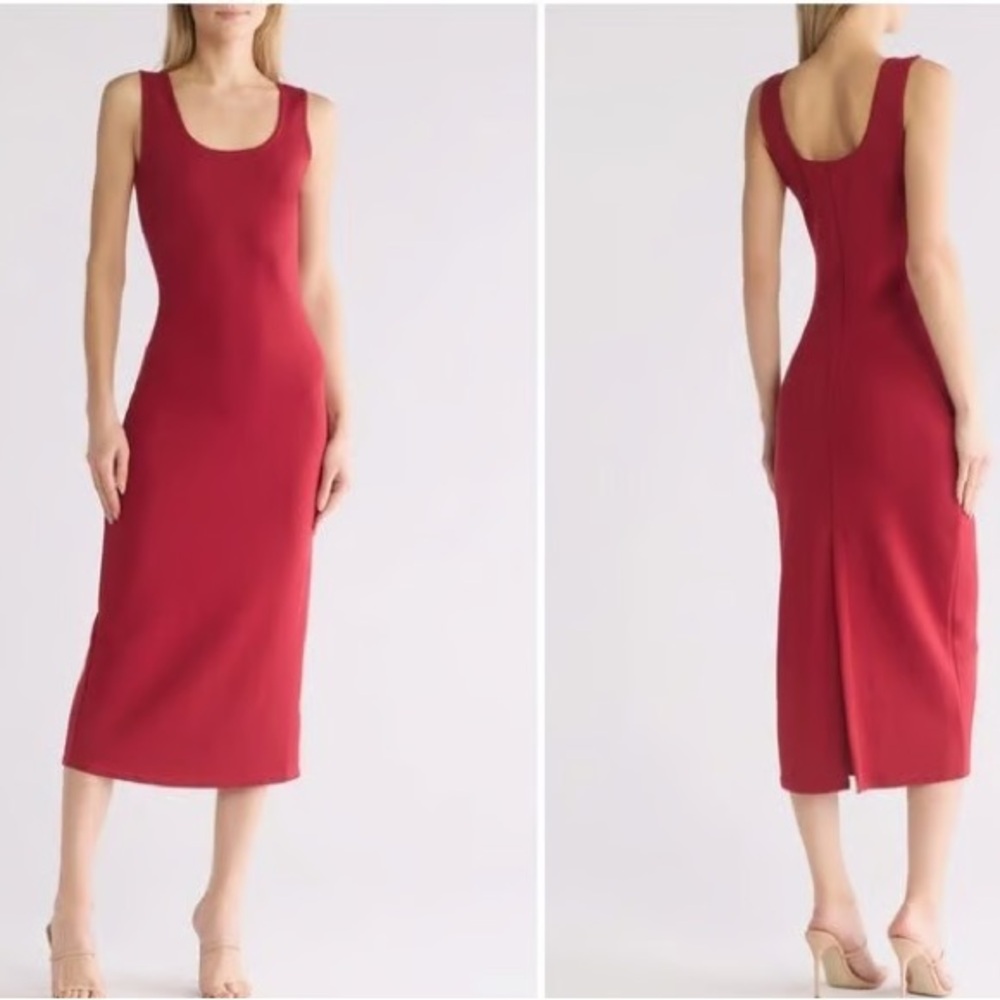 Hudson Red Dahlia Scuba Maxi Dress NWT L